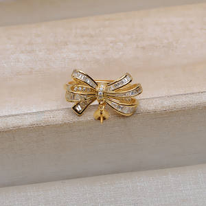 แหวนเงินแท้ S925 ปรับขนาดได้ รูปโบว์ผีเสื้อ สำหรับใส่ไข่มุก 8-10 มม. รุ่น JG5175 อุปกรณ์ทำเครื่องประดับ - Product Image 3