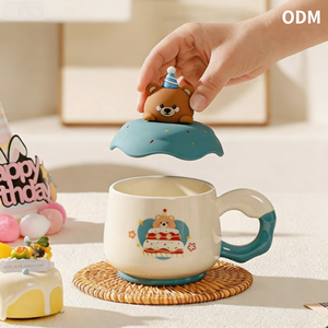 <span class=keywords><strong>Tazza</strong></span> in Ceramica Creativa e Carina, Regalo di Compleanno di Alto Valore, con Coperchio e Manico, Resistente alle Alte Temperature, per Coppie, Migliori Amici, Ufficio - Product Image 1