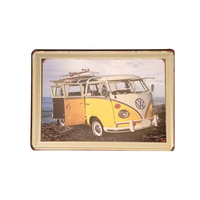 En gros Personnalisé Motif Rétro Style Européen De Voiture Image Peinte Grand Panneau En Étain Blanc Rétro Drôle En Métal Signe pour Décoration