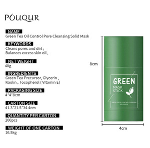 Mascarilla de <span class=keywords><strong>arcilla</strong></span> de té verde orgánico de limpieza profunda Stick ácido hialurónico infundido <span class=keywords><strong>para</strong></span> cara y pechos forma de barro - Product Image 6
