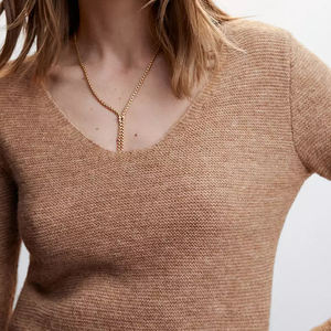 2023 nuovi maglioni di lana da <span class=keywords><strong>donna</strong></span> personalizzati lavorati a <span class=keywords><strong>maglia</strong></span> pullover <span class=keywords><strong>marrone</strong></span> con scollo a V in Cashmere maglione da <span class=keywords><strong>donna</strong></span> - Product Image 6