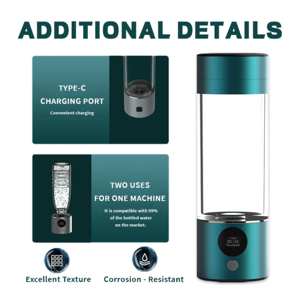 Chất lượng cao H2 nước giàu Flask SPE pem công nghệ <span class=keywords><strong>hydrogen</strong></span> chai nước xách tay USB <span class=keywords><strong>Hydrogen</strong></span> <span class=keywords><strong>Ionizer</strong></span> nước chai cho sử dụng ngoài trời - Product Image 4