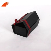 Nouveau Design personnalisé luxe personnalisé pliable blanc/noir brillant boîtes cadeaux pliables emballage boîte en papier avec ruban