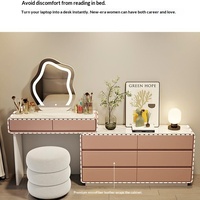 Table de maquillage avec miroir éclairé en gros, 80*40*75cm, bois massif, multi-tiroirs, pour chambre à coucher, hôtel/boutique, commande en gros