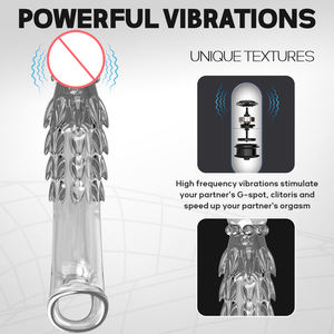 Fabrieksmatig geproduceerde herbruikbare cockring vibrator, verlengende penis sleeve & dildo hoes, seksspeeltje voor mannen en vrouwen - Product Image 4