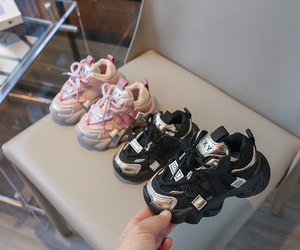 Vente en gros de baskets pour enfants, filles et garçons, semelle en caoutchouc, maille respirante, chaussures décontractées à lacets, taille 22-37 - Product Image 2