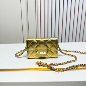 Sac à bandoulière en cuir matelassé de luxe avec chaîne, portefeuille pour téléphone, compatible <span class=keywords><strong>iPhone</strong></span> Samsung, coffret cadeau - Product Image 2