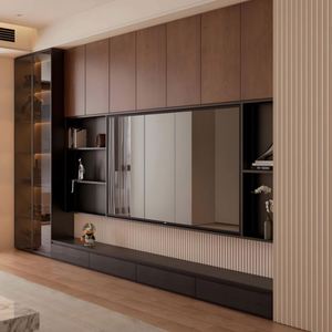 Mueble de TV Moderno de Madera MDF con Puertas para Apartamento, Mueble de TV Multifuncional de MDF - Product Image 2