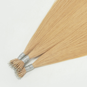 Extensions de cheveux en kératine à anneaux nano en gros, double trame, 100% cheveux vierges Remy, cheveux humains chinois # Blonde champagne 18 - Product Image 2