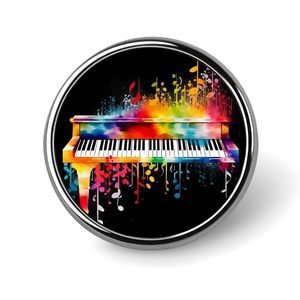 Broches Redondos con Notas Musicales de <span class=keywords><strong>Piano</strong></span> Coloridos OEM ODM para Mujeres y Hombres, Broches de Moda - Product Image 1