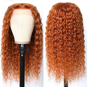 Nouvelle arrivée 350 perruques de cheveux brésiliens bruts couleur Orange vague de corps droite vague profonde 16-30 pouces 13x4 cheveux humains perruque suisse à lacets avant - Product Image 3