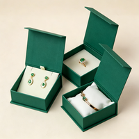 Ensemble de boîtes à bijoux de luxe vert foncé et rouge mat, boîte d'emballage rigide pour bague, collier, pendentif, boîte cadeau