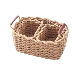 Handmade Boho Woven Basket Toilet Tank Shelf Cabinet Organizer Macrame Storage Basket