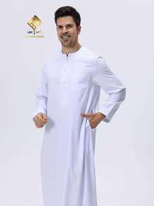 Material suave antipilling, túnica árabe premium para hombre, moda marroquí, manga larga, cuello redondo, diseñada para adaptarse a todos los gustos. - Product Image 2