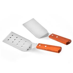 Нержавеющая сталь антипригарный кухонный шпатель с прорезями, с деревянной ручкой, уличный гриль, аксессуары для кемпинга, дома - Product Image 6