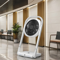 Ventilateur sur pied numérique à angle réglable, télécommandé, en plastique, pour circulation d'air, utilisation extérieure, domestique, hôtelière, pour camping-car, pliable et télescopique