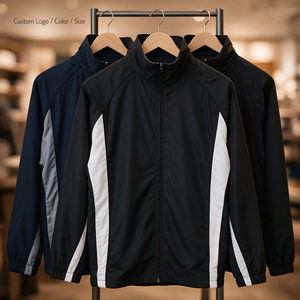 Wholesale <strong>Black</strong> White Color Block Lightweight Quick Dry Men Stand Collar Track <strong>Jacket</strong> for Outdoor <strong>Sports</strong> Spring Autumn Wear - Product Image 3