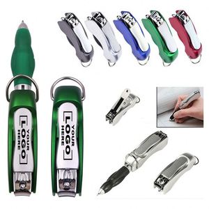 Custom Multi-function School Office Advertising Nail Cutter <b>Pen</b> Key Chain Personalized <b>Folding</b> Ballpoint <b>Pen</b> with Nail Clipper - Product Image 1