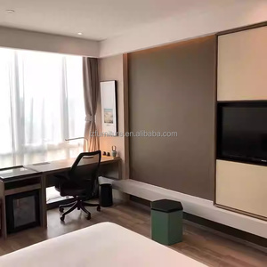 Commerical Furniture 3 Star Hotel Bedroom Sets Wood Bed Frame With Mattress Nightstands Wardrobe Desk Chair Side Table & <b>TV</b> <b>Unit</b> - Product Image 2