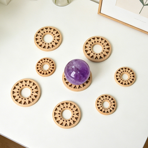 Wholesale Low Price <b>Crystal</b> <b>Ball</b> Base Sunflower Shape Wooden Base for Home Decoration - Product Image 1