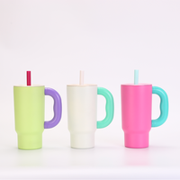 Thermos isotherme personnalisable en acier inoxydable de 40 oz, grande capacité, avec poignée, couvercle et paille, isolation thermique 6-12h