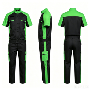 Combinaison de travail bicolore OEM avec col montant et poches cargo, uniforme pour personnel d'atelier de detailing automobile, logo brodé personnalisé - Product Image 3