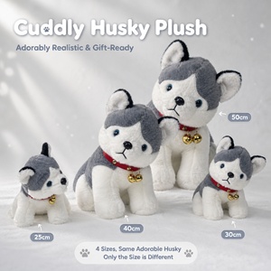 Adorable peluche Husky en tissu doux de haute qualité, adorable <span class=keywords><strong>chien</strong></span> de dessin animé en peluche avec clochette pour les amoureux des animaux, décoration de canapé - Product Image 1