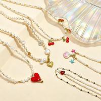 Collier de perles Keshi blanches naturelles d'eau douce en gros Muses Jewels, style océanique, en acier inoxydable doré, pour femme, usage quotidien