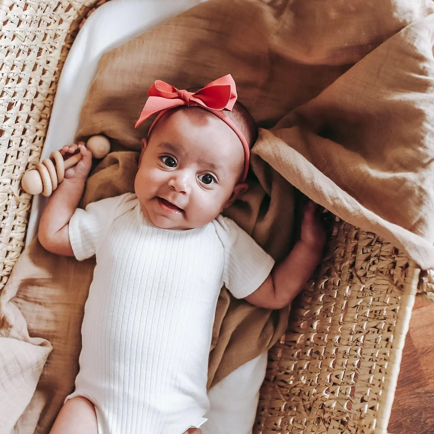 Selimut bedong musim dingin polos motif bunga, selimut katun organik beberapa kegunaan ringan bersirkulasi warna polos untuk bayi baru lahir