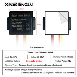 Module d'interrupteur tactile à intensité variable OEM 12V DC 5A |   Fonction de mémoire, changement de couleur CCT pour bande LED, éclairage de miroir, certifié UL TUV - Product Image 3
