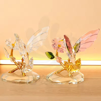 Direktverkauf ab Werk Umweltfreundliches K9 Klares Kristall Exquisites Tier-Design Kolibri-Ornament Wohnzimmer Tischdekoration Geschenk