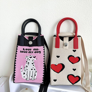 Borsa da polso da donna a tracolla con Mini borsa a maglia a cartone animato - Product Image 2