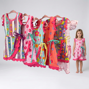 Robe d'été décontractée sans manches pour fillette, motif floral, écologique, avec short intégré et ourlet festonné, idéale pour l'activité sportive (ODM) - Product Image 1
