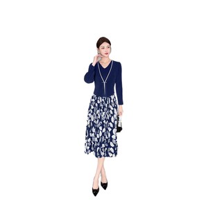 Abito da donna elegante e modesto a pieghe in raso di media lunghezza con stampa floreale Casual per la chiesa vestito da ufficio per il servizio di <span class=keywords><strong>domenica</strong></span> - Product Image 5