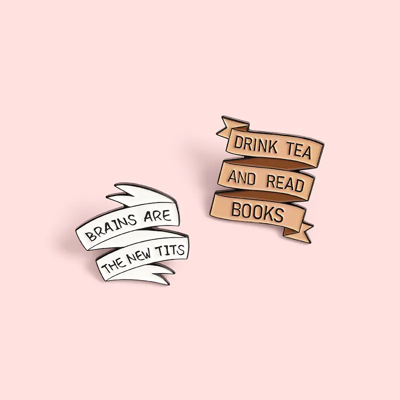 Fun Banner Enamel Pins Drink Tea Custom Positive Quote I am Strong Brooches Bag Clothes Lapel Pin Badge