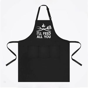 Tablier de chef avec logo personnalisé, couleur noire avec poches - Product Image 1