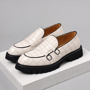 Retro Men's <b>Sock</b> Loafers White Genuine Leather Upper Thick Rubber Sole Comfortable <b>Toe</b> All Summer Wedding Shoes Office Career - Product Image 2