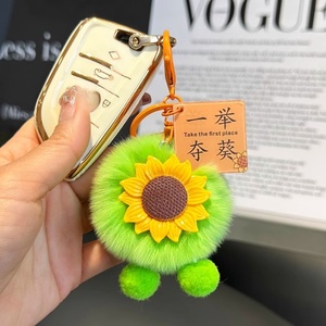 Llaveros de girasol de diseño popular, los más vendidos, con etiqueta acrílica, mini girasol de peluche, llaveros de pompón, amuletos para bolsos de estudiantes y exámenes - Product Image 4