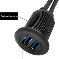 Câble d'accessoire automobile double USB 3.0 3A à charge rapide, blindé en cuivre étamé, gaine PVC tressée, pour montage encastré/dash/panneau