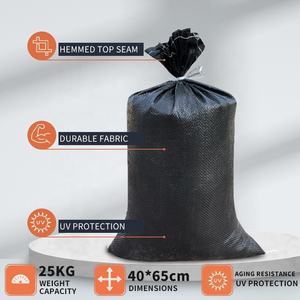 Sacos de Arena Resistentes de 40cm*65cm para 25kg, Sacos de Arena Vacíos de Polipropileno Tejido Negro con Protección UV - Product Image 3