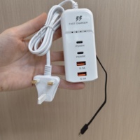 Adaptateur universel multi-ports 65W PD 5.1A avec câble Type-C pour ordinateur portable, téléphone portable et écouteurs (prise US/EU/UK)