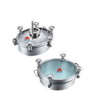Couvercle rond en acier inoxydable pour réservoir sanitaire avec jauge de niveau et lampe, en acier inoxydable 304/316L pour réservoir à lait