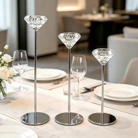 Supports de bougies modernes en fer électroplaqué et cristal, bougeoirs en verre transparent, vendus séparément ou en ensemble complet