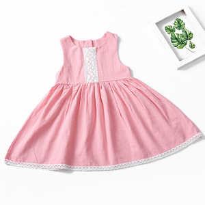 Nuevo Vestido de Encaje de Tres Piezas para Niña, Vestido Infantil de Algodón y Lino de Color Sólido, Vestido de Princesa - Product Image 2