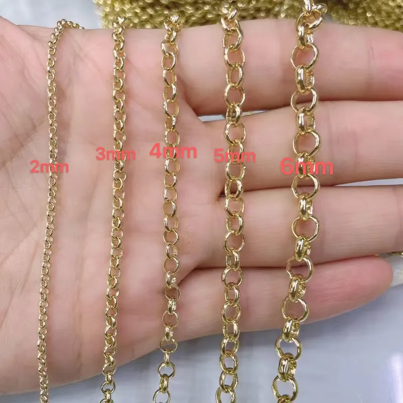 Manufacturer Bulk Sale Meters Roll Chains Gold Filled Handmade Accessories 2-6MM Circle Chains