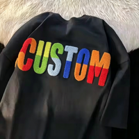 T-shirt en coton épais à col rond imprimé numériquement, avec logo brodé en chenille 3D, à manches courtes pour homme
