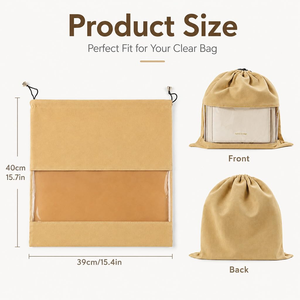 ถุงกำมะหยี่แบบมีเชือกผูกพร้อมหน้าต่างสำหรับใส่กระเป๋าถือและรองเท้า - Product Image 2