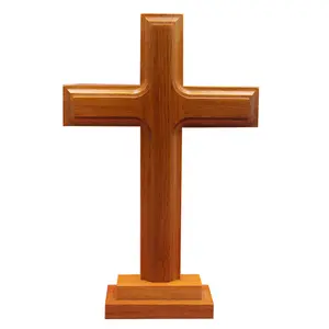 Handmade solid wood Catholic crafts Standing or Table Altar Olive Wood Cross jerusalem wooden crosses