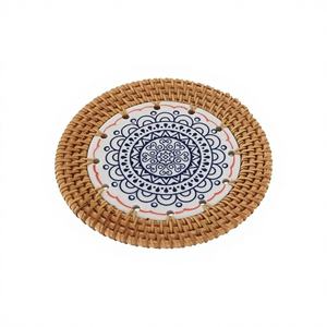 แผ่นรองแก้วหวายธรรมชาติสไตล์โบฮีเมียนทอมือโดยช่างฝีมือชาวเวียดนาม สำหรับกาแฟ ชา และใช้ในบ้านทุกวัน - Product Image 1