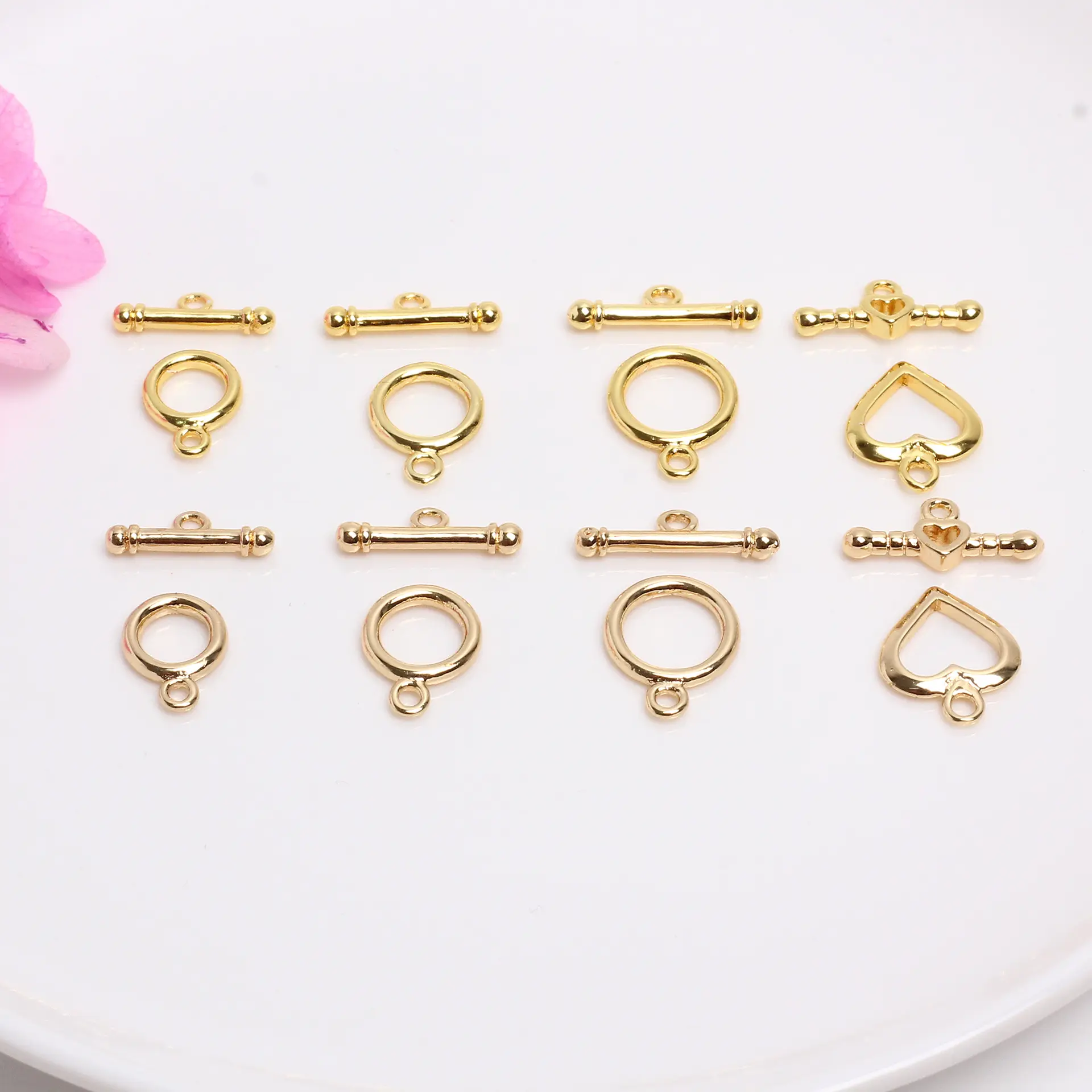 Grosir murah 14K 18K OT lapis emas Toggle cincin Bar gesper untuk membuat perhiasan